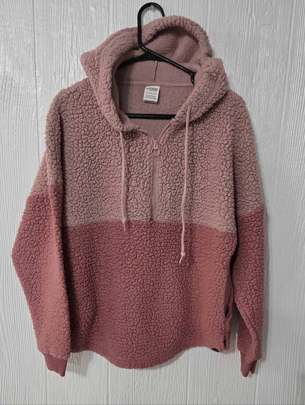 Victorias Secret Pink Two Tone Pink Half Zip Fleece Hooded Jacket Size Xs